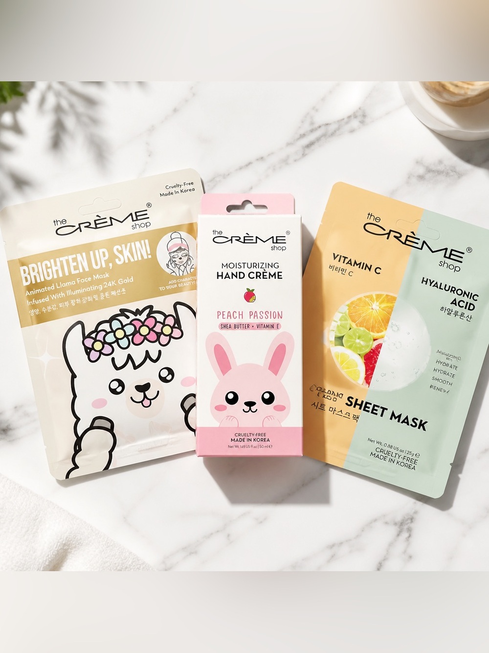 NIB The Creme Shop 3 Piece Skin Care - Hand Cream - Fusion Mask & Brighten Mask